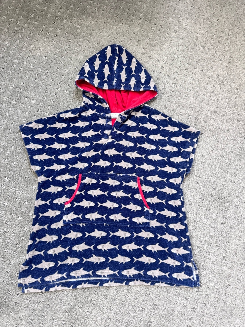 Pottery Barn Kids Shark Hooded Terry Swim Cover Up Size 8-10